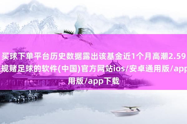 买球下单平台历史数据露出该基金近1个月高潮2.59%-正规赌足球的软件(中国)官方网站ios/安卓通用版/app下载